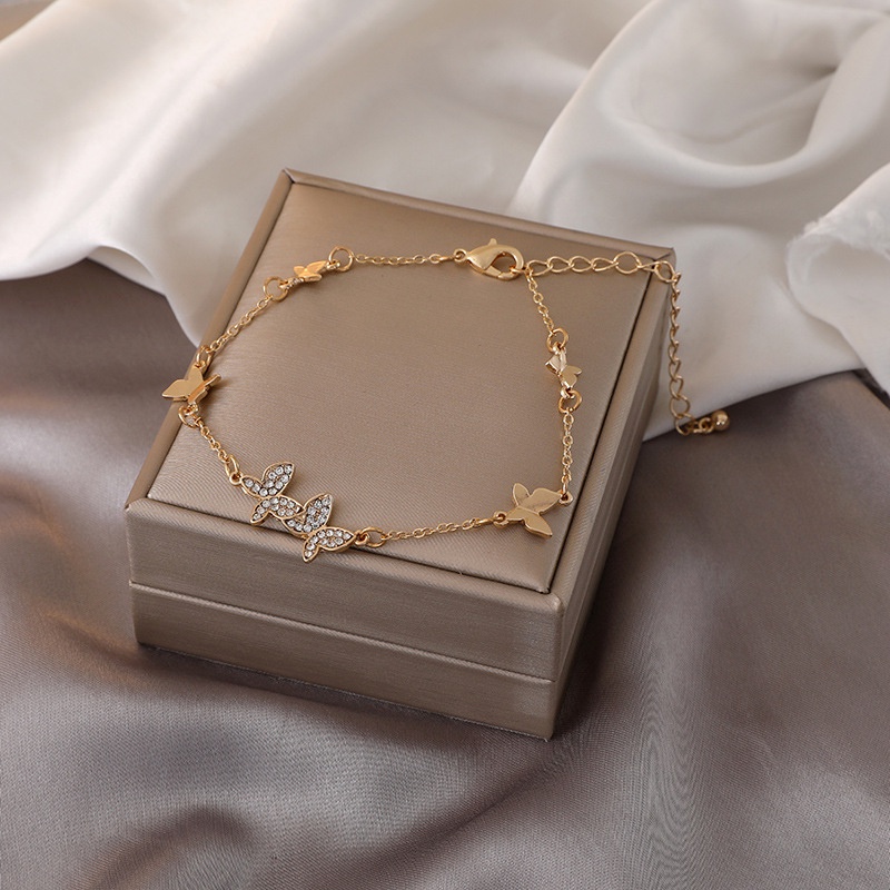 Vòng Tay Vàng Đính Đá Zircon Phong Cách Sang Trọng Hàn Quốc