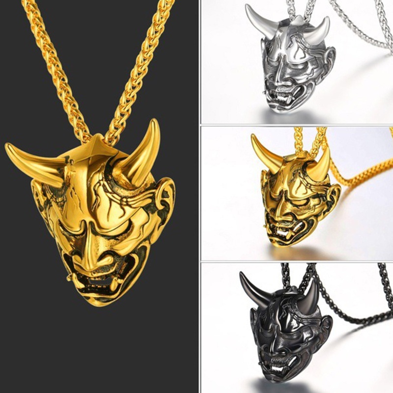 Vòng cổ Mặt Hình Đầu Quỷ May Mắn Bằng Hợp Kim Phong Cách Punk Hip hop Thời Trang Cho Nam Và Nữ