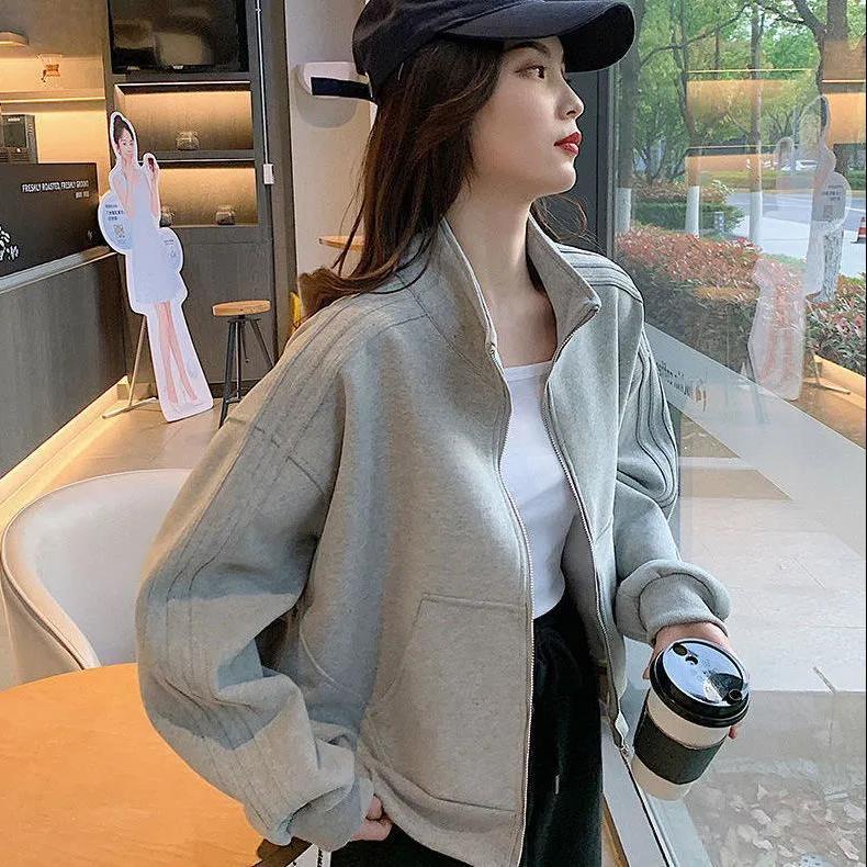 Áo khoác bóng chày dáng rộng thời trang thu đông 2021