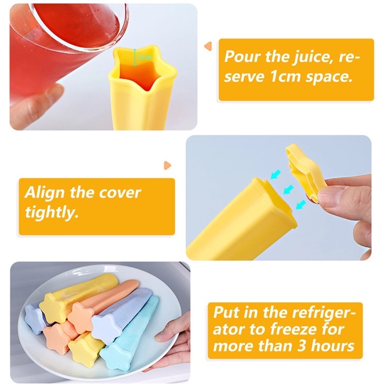 Khuôn Silicone Làm Kem Que Hình Ngôi Sao Năm Cánh DIY Cho Bé