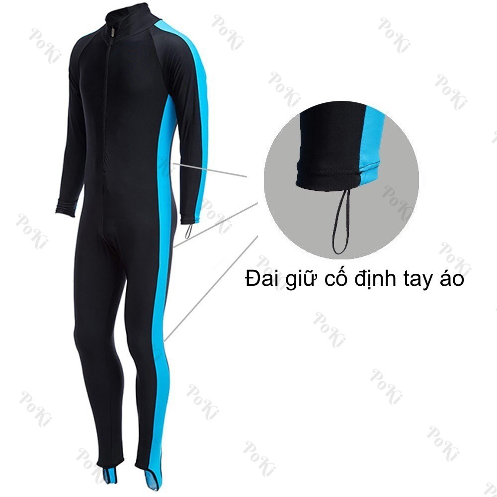 Bộ áo lặn, quần áo lặn biển chống nắng 1mm NAM - BLUE, cản tia UV, hàng thể thao chuyên dụng cao cấp - POKI
