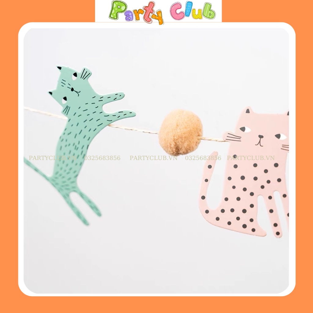 Dây treo hình chó mèo trang trí sinh nhật