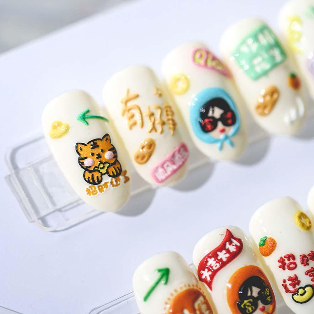 Miếng Dán Trang Trí Móng Tay 5D DIY Mừng Năm Mới Phong Cách Trung Hoa