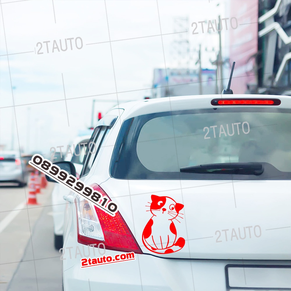 Tem decal HÌNH CON MÈO dán xe nhiều kích thước, chống thấm nước, logo CHÚ MÈO dán trang trí ô tô xe hơi - MẪU 6