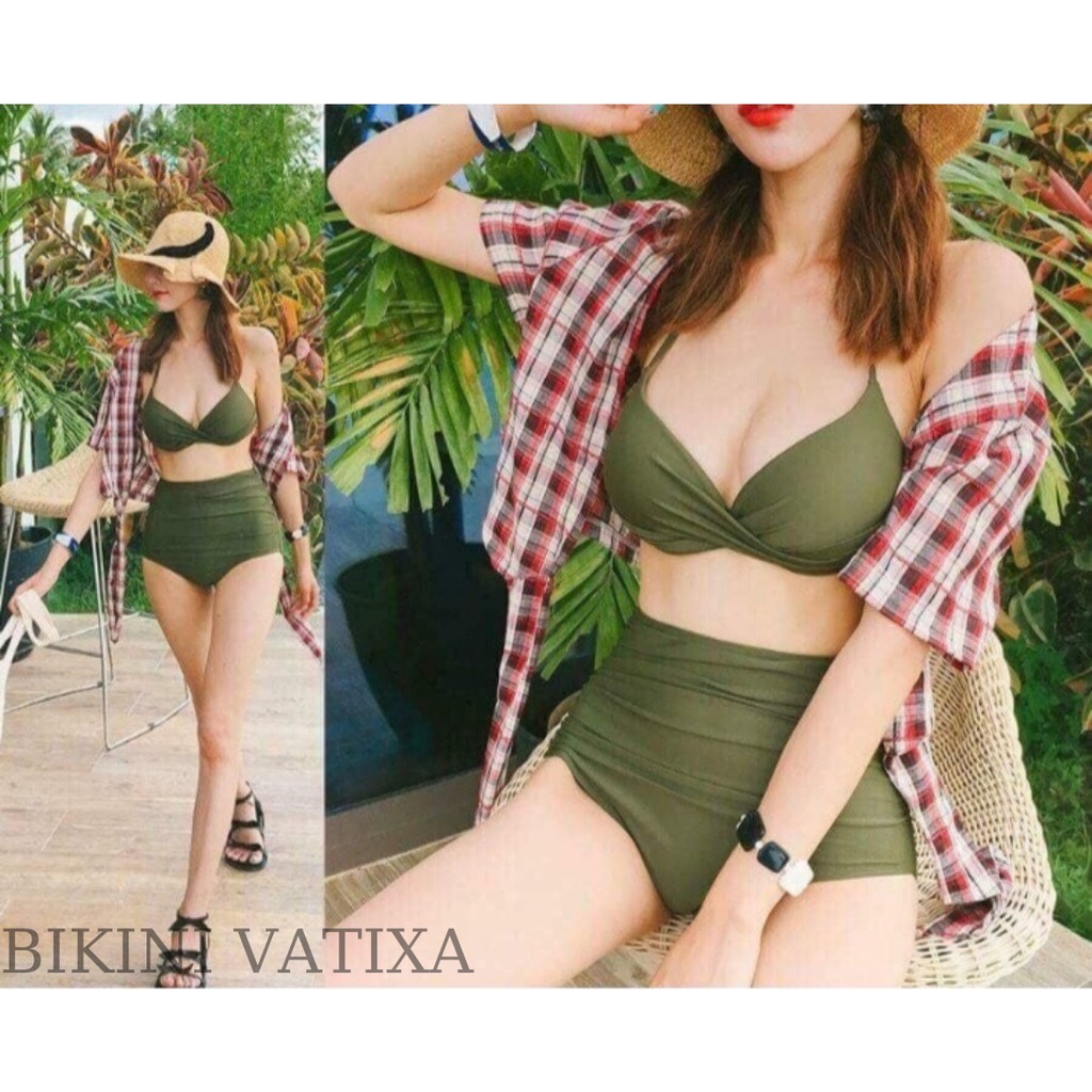 Bikini 2 mảnh đồ bơi nữ đi biển cạp cao quần nhúng che bụng VATIXA BKN10