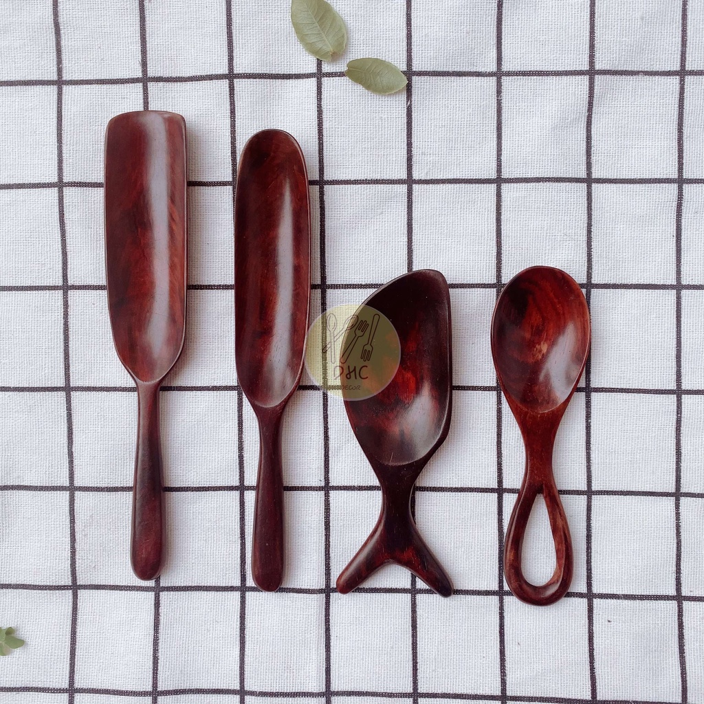 Thìa, muỗng xúc trà, cà phê, xúc hạt, gia vị bằng gỗ trắc đỏ loại đẹp DHC Decor