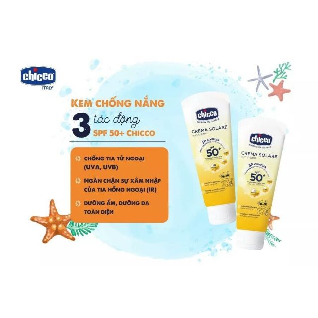 [Chính hãng]. Kem chống nắng 3 tác động SPF 50+ Chicco