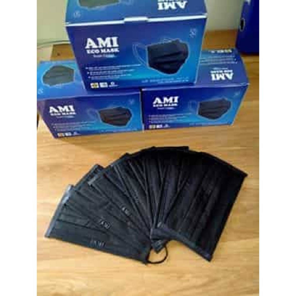 Khẩu trang y tế  4 lớp Ami  kháng khuẩn màu xanh, đen, trắng hộp 50 chiếc