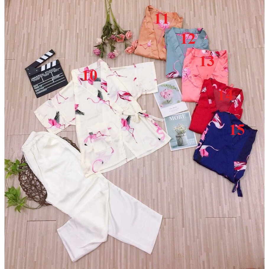 [ SATIN DÀI KIMONO ] ✪ BỘ NGỦ KIMONO TAY NGẮN QUẦN DÀI - MS01 ✪ | BigBuy360 - bigbuy360.vn