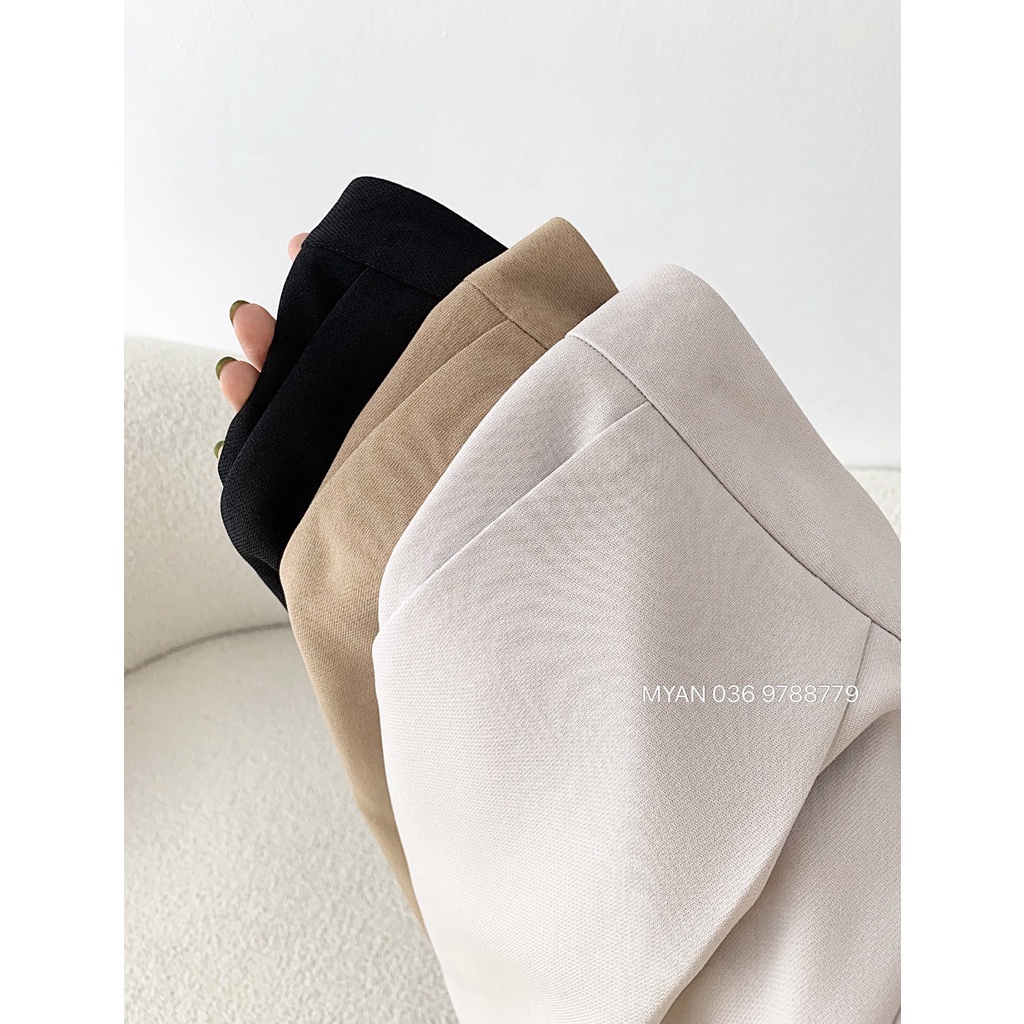 Quần Baggy Cạp Cao Nữ Myan Thiết Kế 1 Ly Khóa Sau Màu Basic (KEM, ĐEN, NÂU) Qvn082201