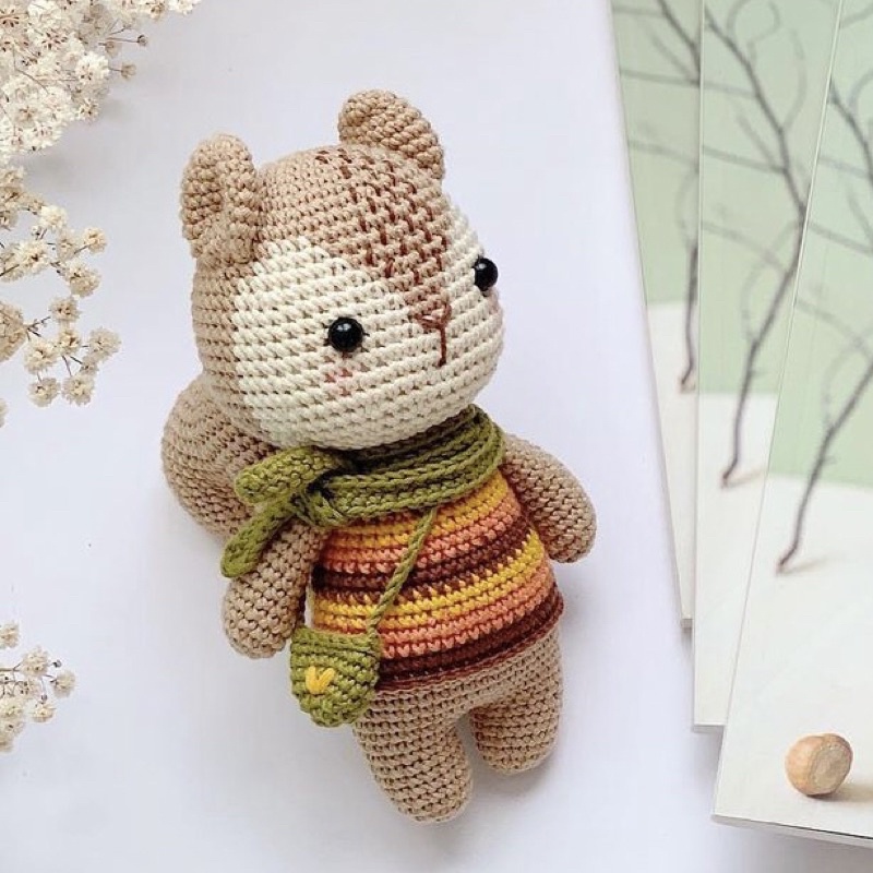Con Sóc Nhồi Bông Bằng Len Dễ Thương Làm Quà Tặng Cho Bé - Thú Bông Handmade Đan Móc Thủ Công Bằng Tay