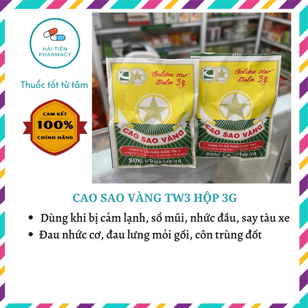 Cao Sao Vàng TW3 giảm đau nhức đầu,sổ mũi, côn trùng đốt 3g/hộp (Dầu cù là)