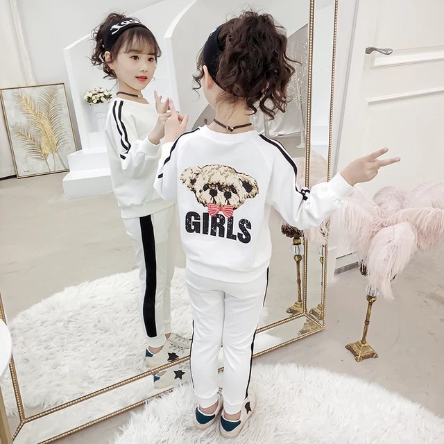 Set bộ quần áo thu đông mẫu Girl dành cho bé gái 6-10 tuổi (chất vải da cá)