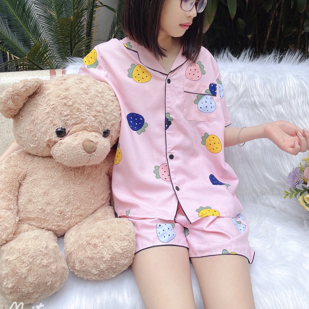 Bộ ngủ nữ pijama cộc tay chất mềm mịn dễ thương - Minu 06