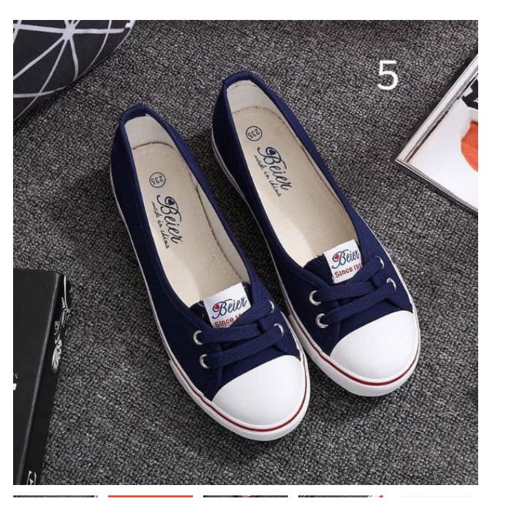 Giày Lười Vải Nữ, Giày Sục Nữ Buộc Dây Đi Cực Êm Chân Năng Động Trẻ Trung