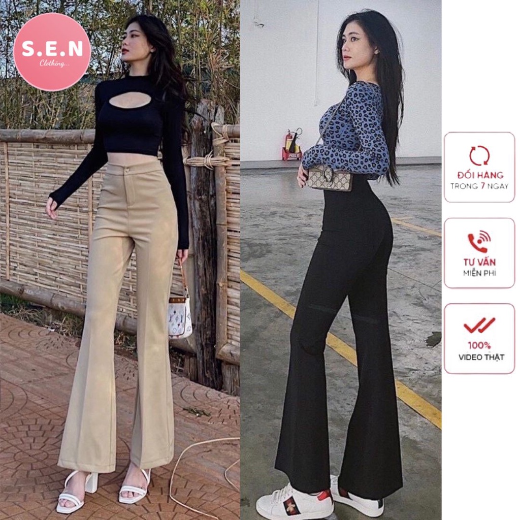 Quần ống vẩy, ống loe cạp cao 1 khuy hách dáng chất đẹp