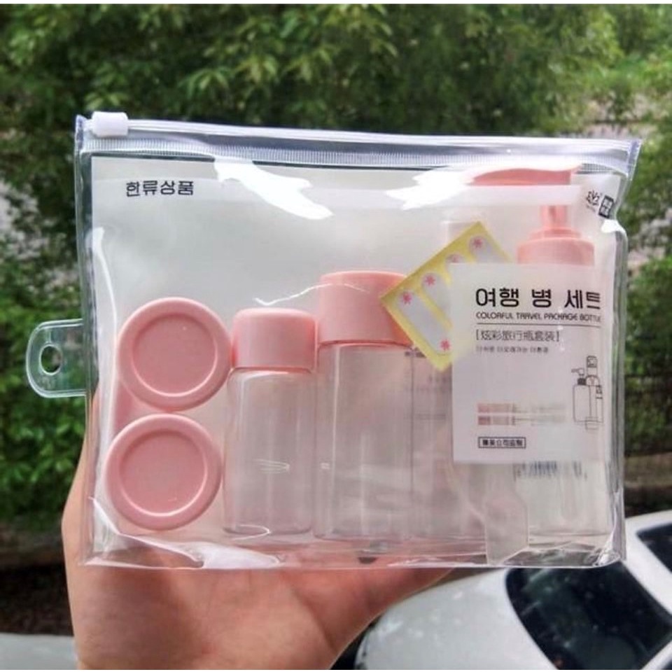 Bộ Chiết Mỹ Phẩm Nhựa Cao Cấp Mini 7 Món Siêu Tiện Dụng kèm túi đựng dễ dàng mang theo khi đi du lịch,công tác xa nhà