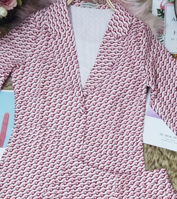 Set áo vest phối quần short in hoa tiết cao cấp