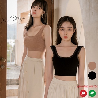 Áo lót Bra cotton len tăm chất đẹp, viền ren nâng ngực gợi cảm Xuu Design - BR01