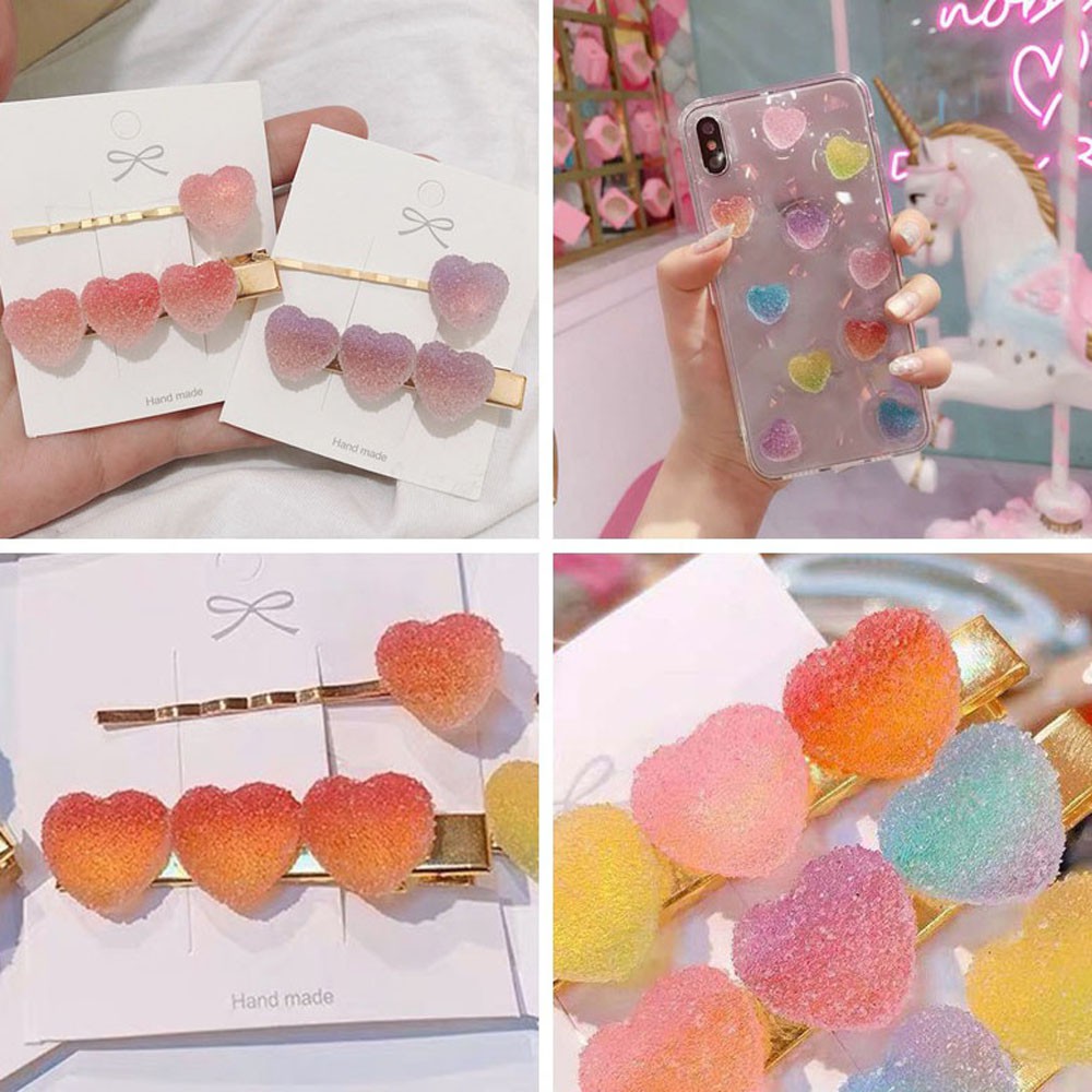 Set 10 Phụ Kiện Trang Trí Hình Trái Tim Nhiều Màu Sắc