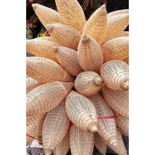 Đèn tre nơm cá,  decor đó tre