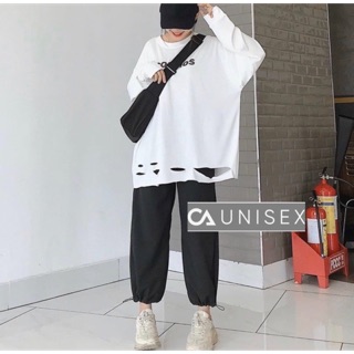 Áo Thun Tay Dài Rách Tà Cực Chất Unisex ( Freesize dưới 60kg )