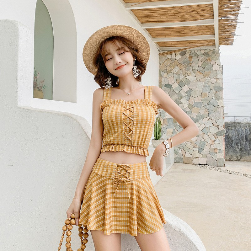 Bikini 2 mảnh Caro 4389 [Freeship] Đồ bơi đi biển Váy Caro đẹp, xinh [Hàng có sẵn] mẫu mới Hè 202