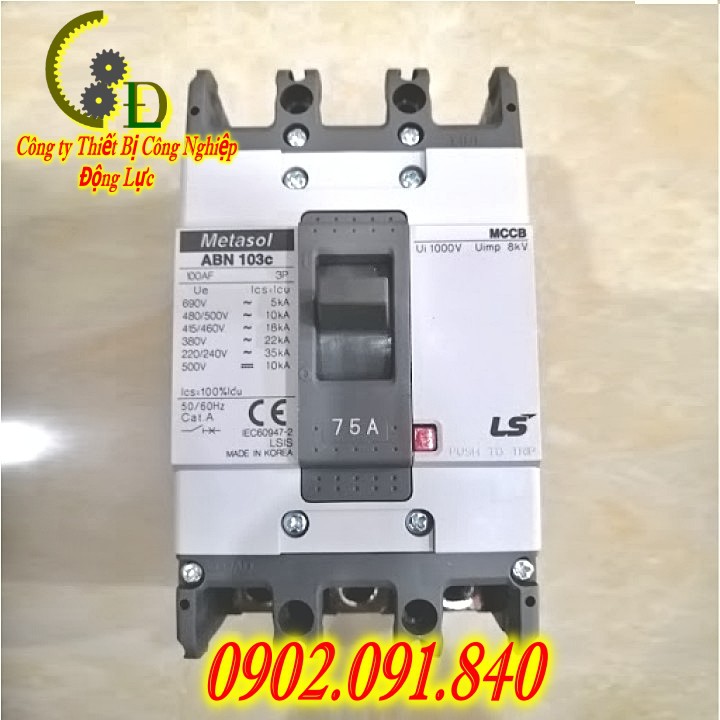 Aptomat (attomat) LS MCCB ABN 103c 75A. Át khối LS nhập khẩu Hàn Quốc chính hãng. Lấy uy tín của Shop làm mục tiêu