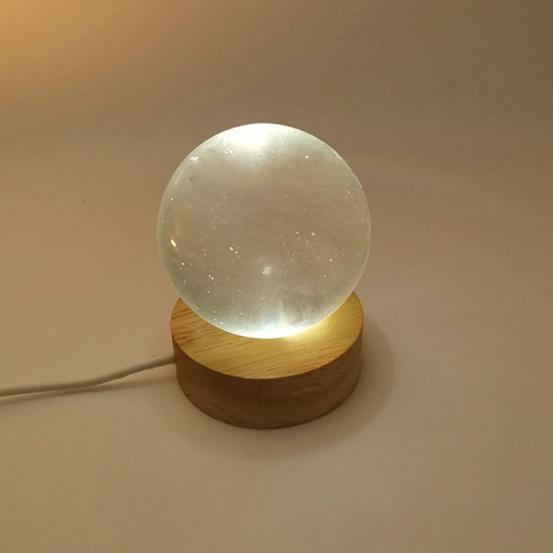 Giá đỡ trưng bày quả cầu pha lê 3D bằng gỗ hình tròn có đèn LED