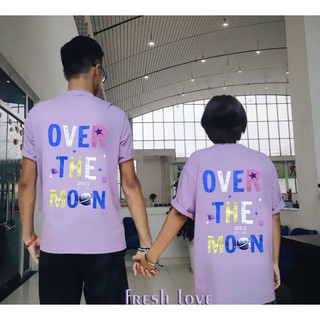 [FreeShip 50K] Siêu Phẩm Áo Phông Nam Nữ Dáng Rộng Màu Tím Hot Trend  In Chữ OVER THE MOON ❤️ Tặng 1 Gương Mini