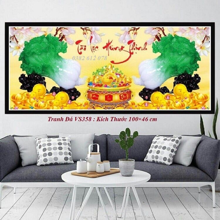 tranh đính đá cây tiền vàng tài lộc hưng thịnh KT:100x46cm,tranh gắn đá chưa đính