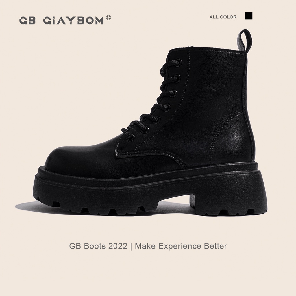 Giày Boot Nữ Cổ Cao Da Bóng Đế Cao 5 cm Cá Tính giayBOM B1621