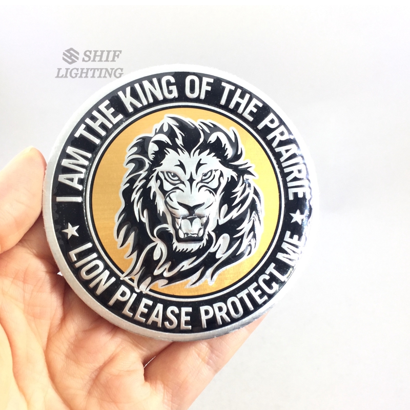 Hình dán nhôm logo họa tiết sư tử trang trí xe hơi