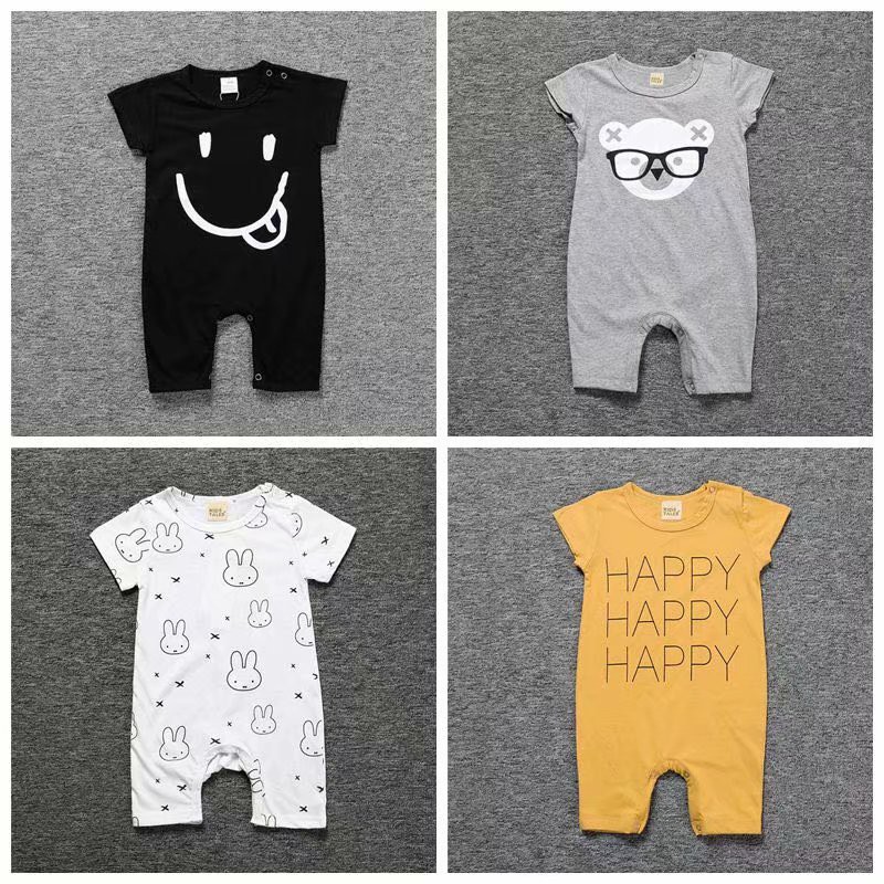 Jumpsuit Tay Ngắn Chất Cotton Cho Trẻ Sơ Sinh