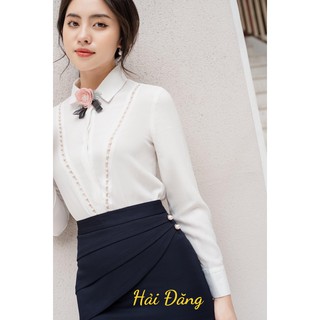 Chân váy đính cúc ngọc