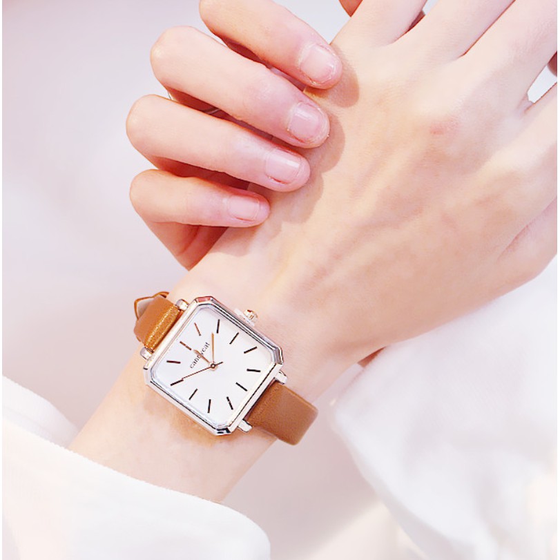 (Ko tặng lắc) Đồng hồ nữ dây da Candycat C3 mặt vuông sang trọng | BigBuy360 - bigbuy360.vn