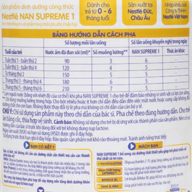 Sữa bột NAN Supreme 1 400g ( cho trẻ 0-6 tháng tuổi)