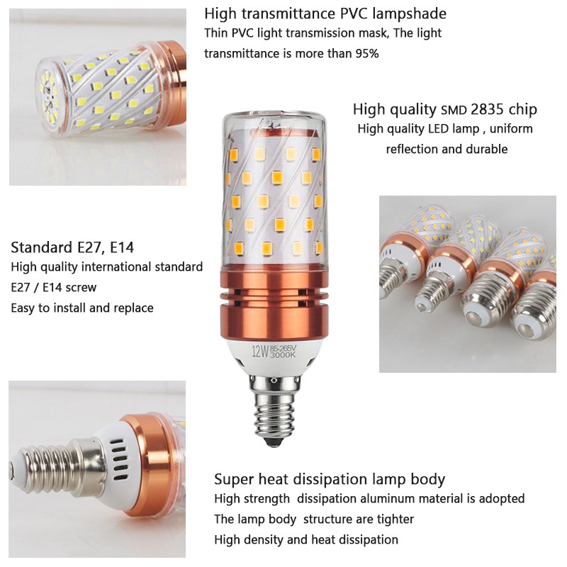 Bóng Đèn Chùm E14 E27 LED 12W 16W 18W AC 220V Ánh Sáng Cao