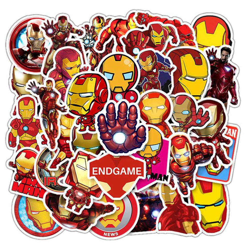 Sticker iron man chủ đề Marvel người sắt  trang trí mũ bảo hiểm, đàn, guitar, ukulele, điện thoại laptop