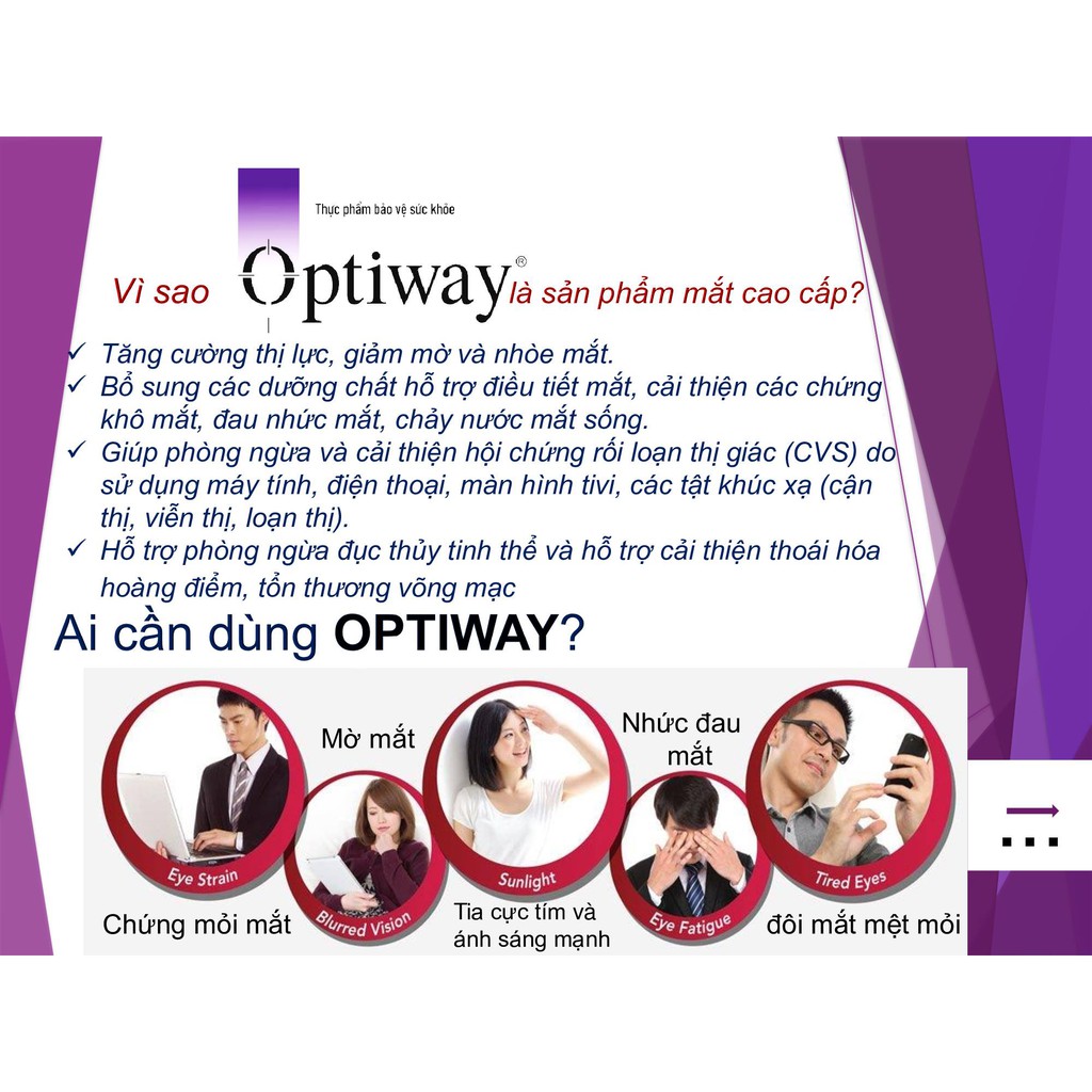 [ƯU ĐÃI 2 HỘP] Bổ Mắt OPTIWAY - Tăng Cường Thị Lực, Phục Hồi Tổn Thương Mắt Hộp 30 Viên