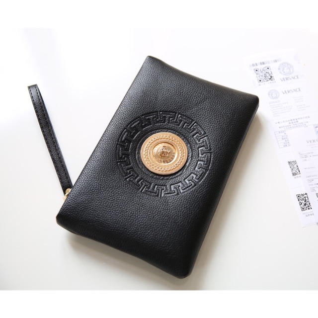 XẢ KHO SALE RẺ VÔ ĐỊCH Túi cầm tay nam đựng ipad Clutch logo mạ màu vàng nổi bật da mềm fullbox có hộp