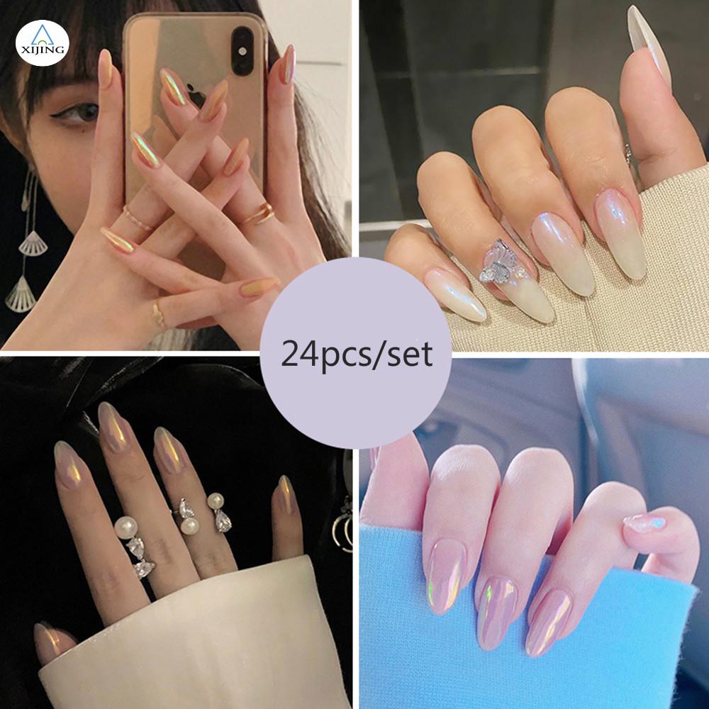 Set 25 Móng Tay Giả Nhiều Màu Tùy Chọn Xinh Xắn Phong Cách Âu Mỹ Dùng Trang Trí Móng Nghệ Thuật