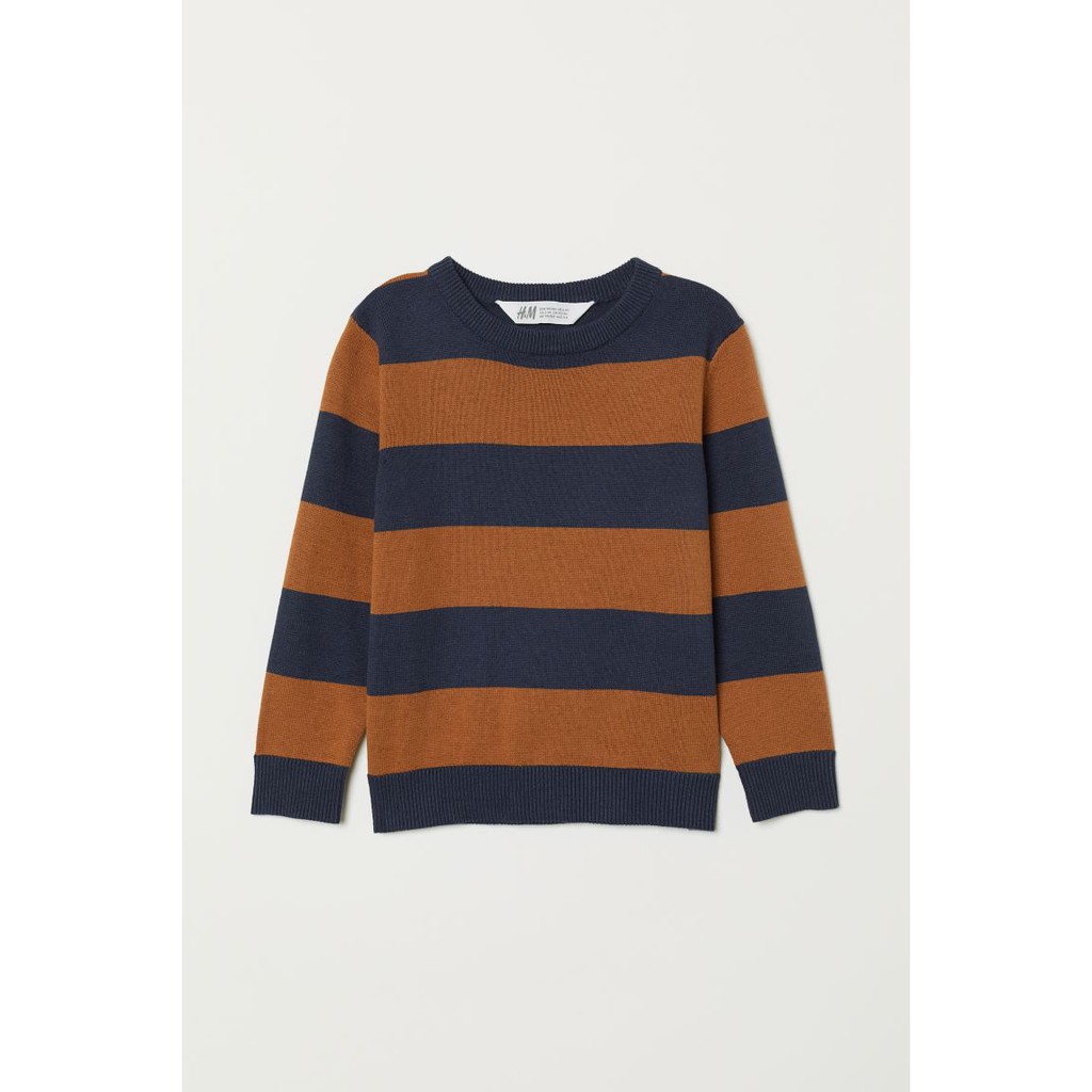 Áo len kẻ nâu navy HM H&amp;M sz 4-6y_hàng chính hãng authentic