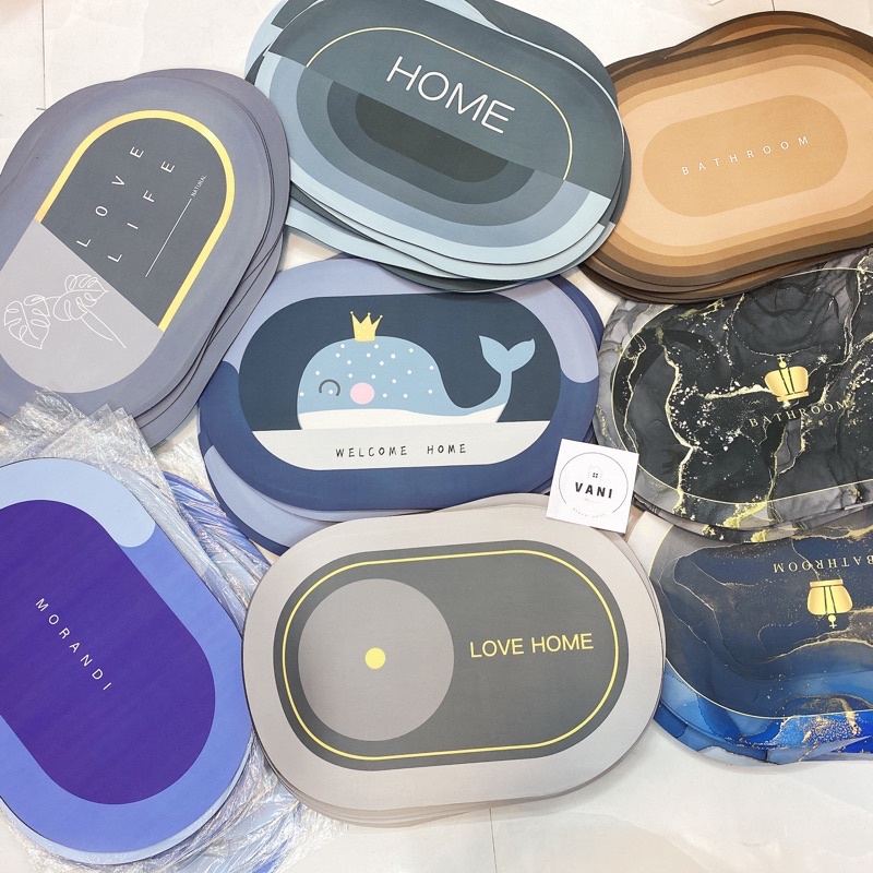Thảm lót sàn nhà tắm siêu thấm - Thảm chùi chân Home chống trượt nhanh khô- Thảm chân Silicon decor nhà siêu mịn