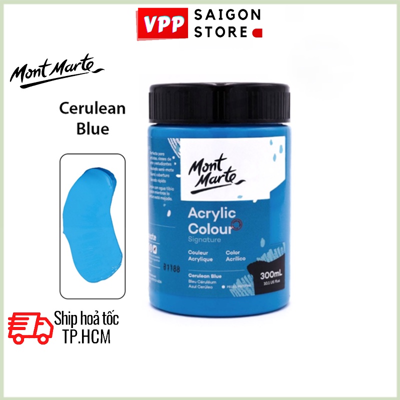 Màu Acrylic Mont Marte 300ml - Cerulean Blue - Acrylic Colour Paint Signature 300ml (10.1oz) - MSCH3017