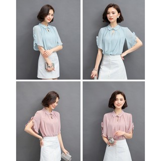 Áo chiffon tay xẻ - -