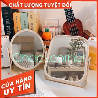 Gương soi trang điểm để bàn Tròn/ Vuông , gương soi di động dòng thấp size 17x19cm