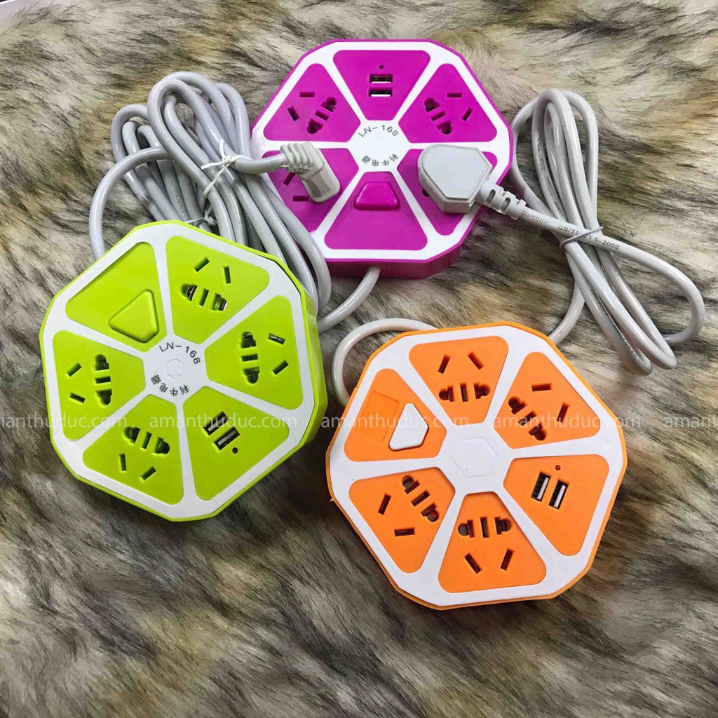 Ổ Cắm Điện Đa Năng Hình Miếng CAM Độc Đáo -2 Cổng Cắm Sạc Pin USB