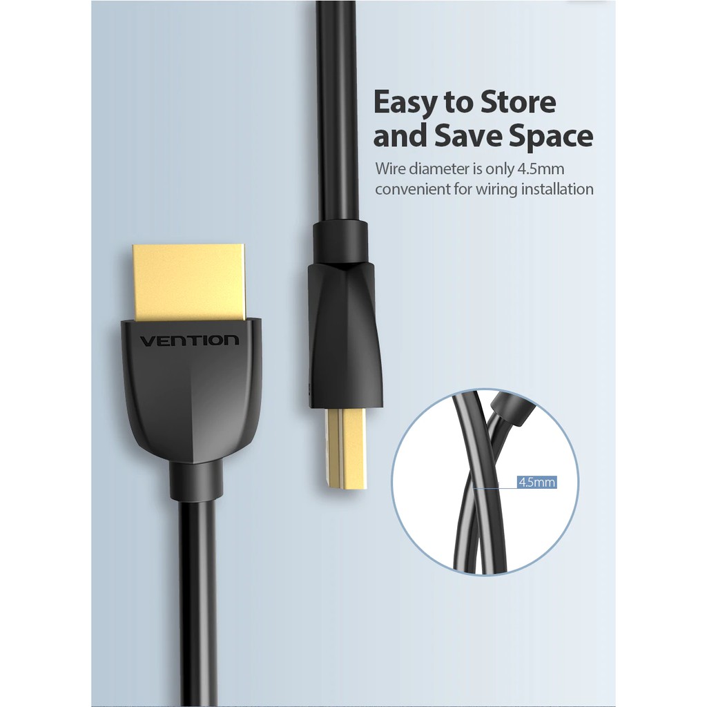Dây cáp Vention chia cổng HDMI 2.0 4K 60Hz 3D HD HDMI đầu cắm sang đầu cắm dành cho máy in 3D 1080P