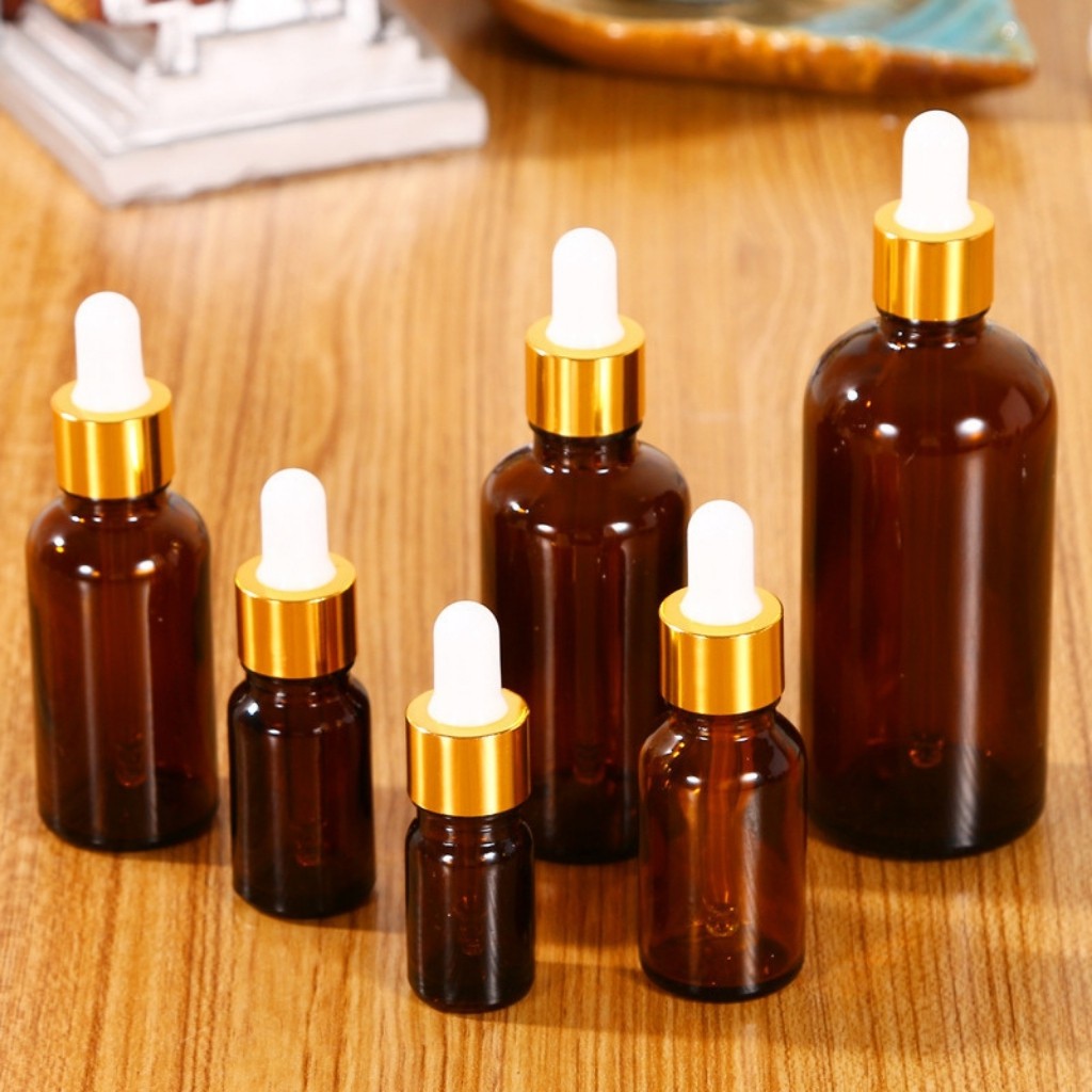 Lọ Chiết Serum 🏵️ Lọ Chiết Mỹ Phẩm Thủy Tinh Nắp Bóp Nhỏ Giọt Khoen Vàng 5ML/10ML Dùng Đựng Tinh Dầu, Serum